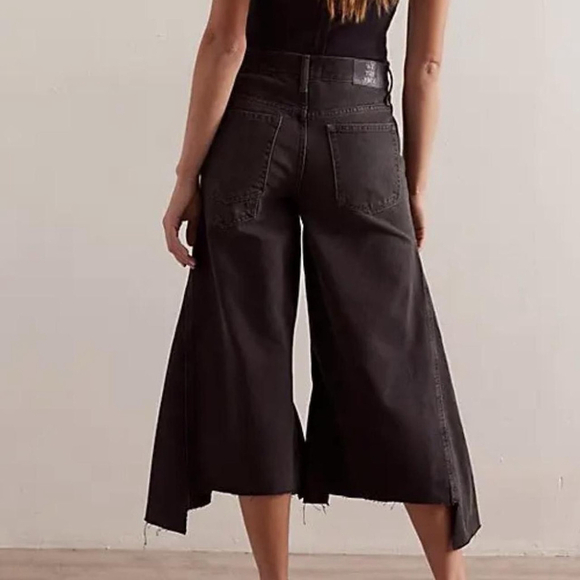 Free People We The Free Womens Ripple Wide Leg Cropped Pieced Jeans Size 25 - Picture 2 of 12